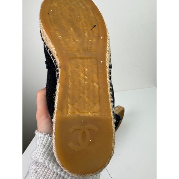 CHANEL Womens Black Canvas High Top Lace Up Espadrille Sneakers Sz EU 37 US 6.5 - Picture 13 of 13